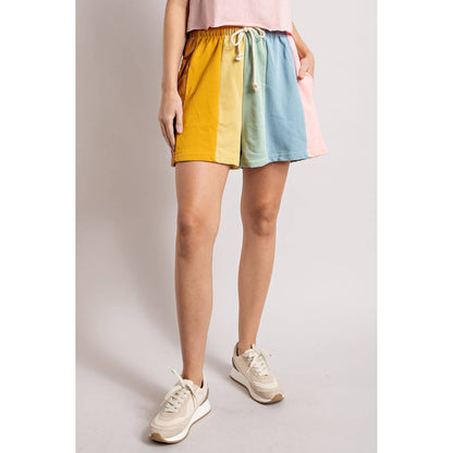 Pastel Palette Color Block Stripe Shorts