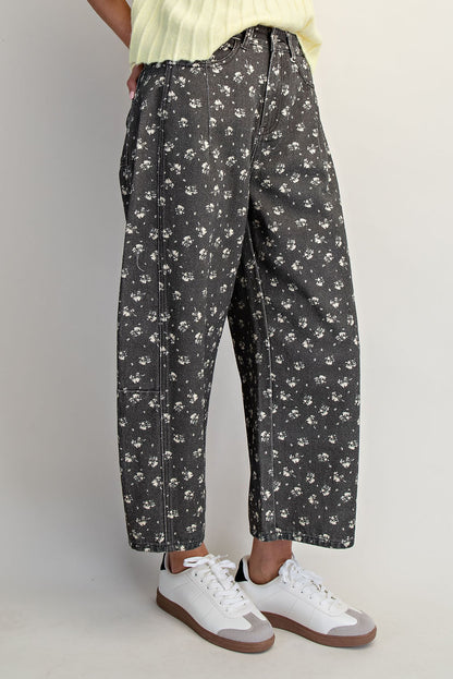 Floral Print Barrel Pants