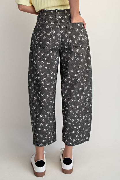 Floral Print Barrel Pants