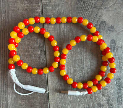 Red and Yellow Phone Charger with Lightning & USB-C Cable