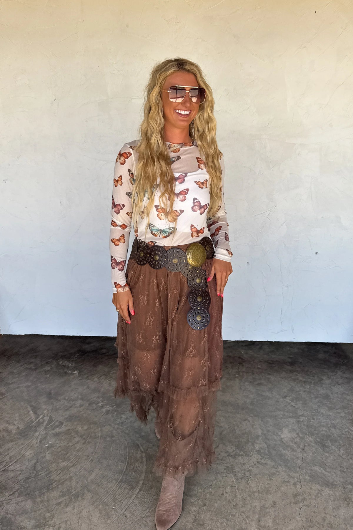 Autumn Blooming Lace Maxi Skirt