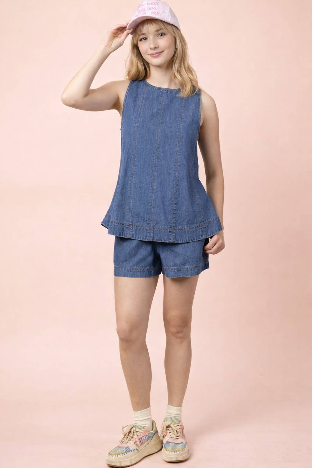 Indigo Denim Top & Shorts Set