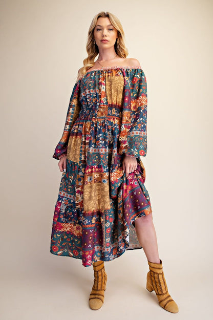 Autumn Mosaic Maxi Dress