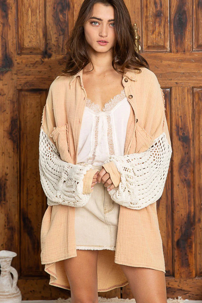 Dusty Peach Boho Shacket