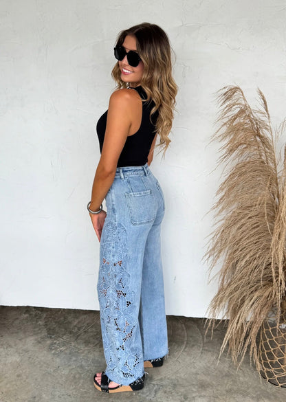 Floral Charm Wide Leg Jeans