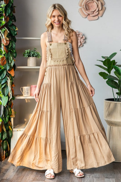Khaki Boho Overalls