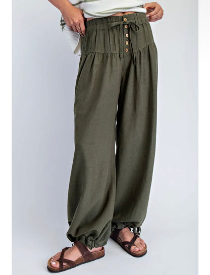 Opal Linen Elastic Waist Pants
