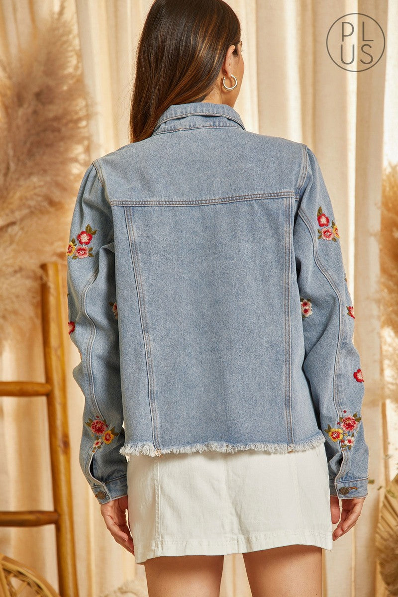 Embroidered Floral Denim Jacket