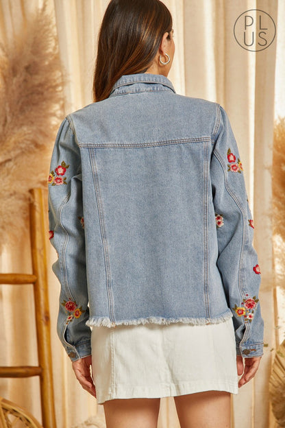 Embroidered Floral Denim Jacket