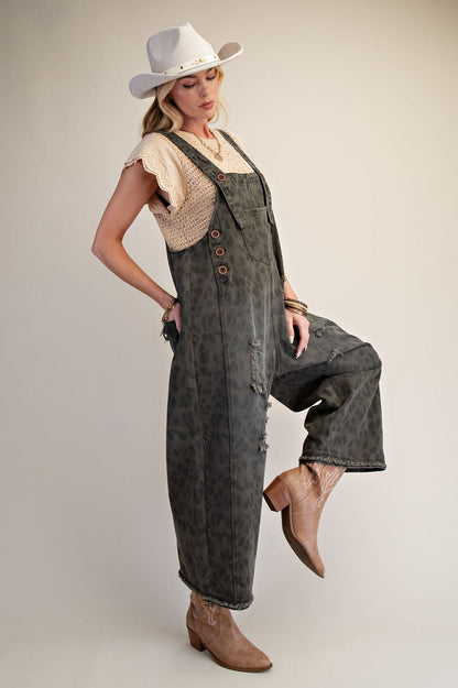 Ash Grey Leopard Overalls