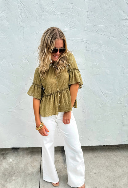 Maggie Lace Olive Top