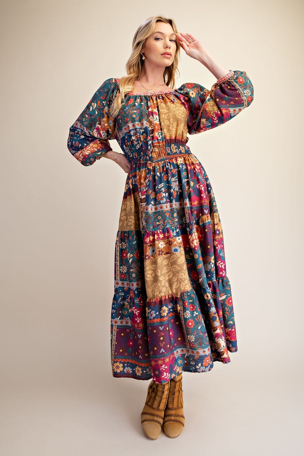 Autumn Mosaic Maxi Dress