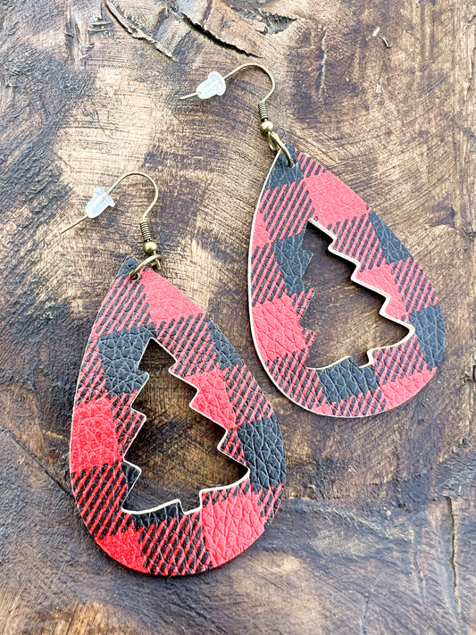 Buffalo Plaid Tree Earrings