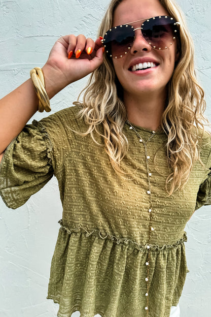 Maggie Lace Olive Top