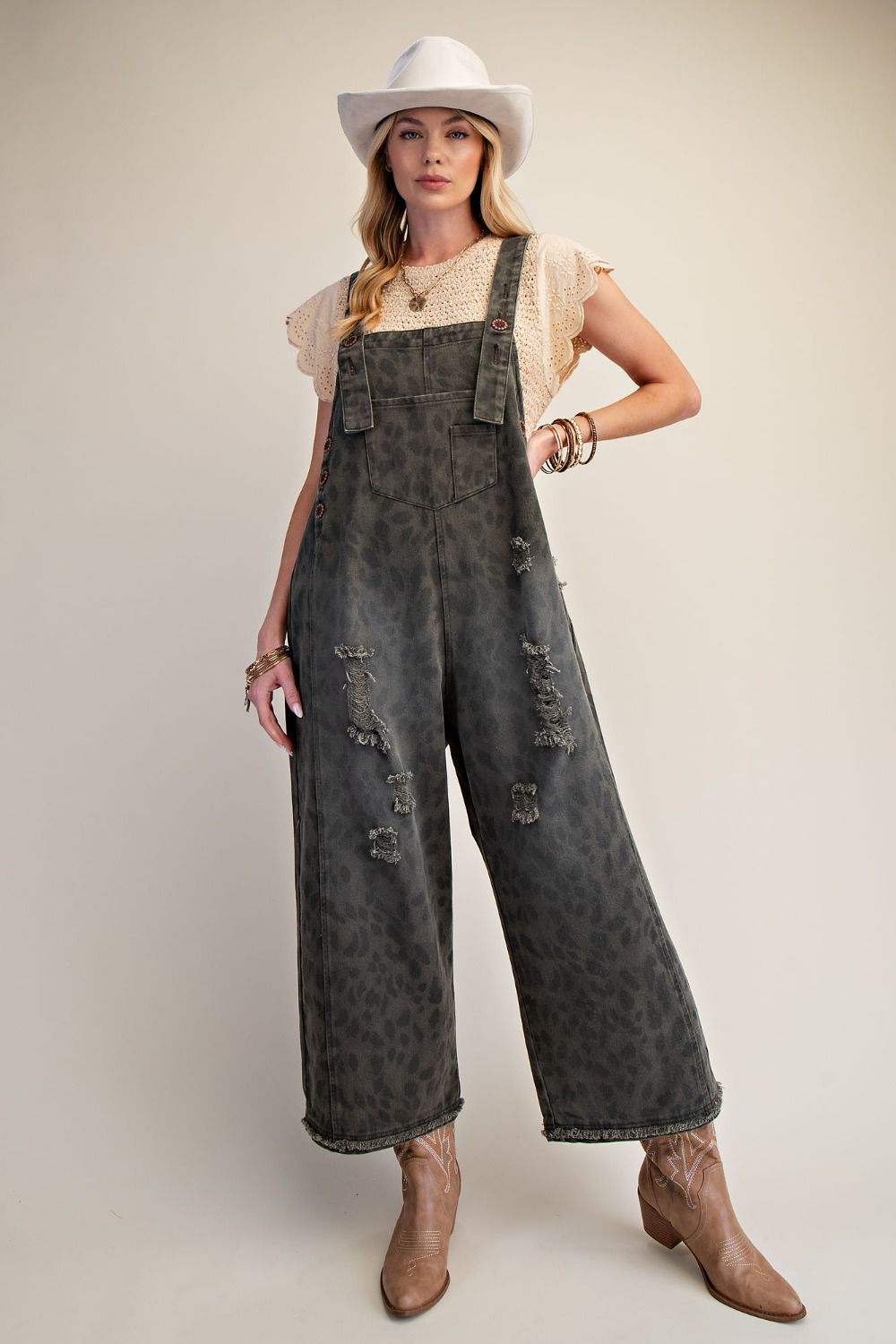 Ash Grey Leopard Overalls