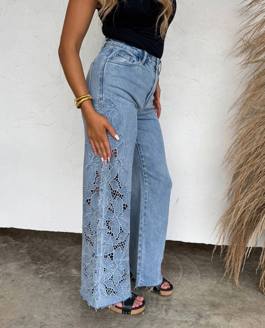 Floral Charm Wide Leg Jeans