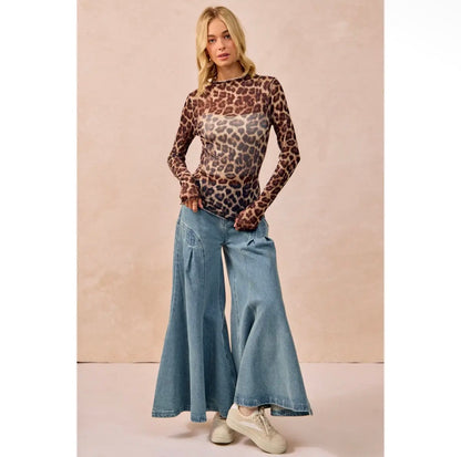 Mesh Leopard Printed Top