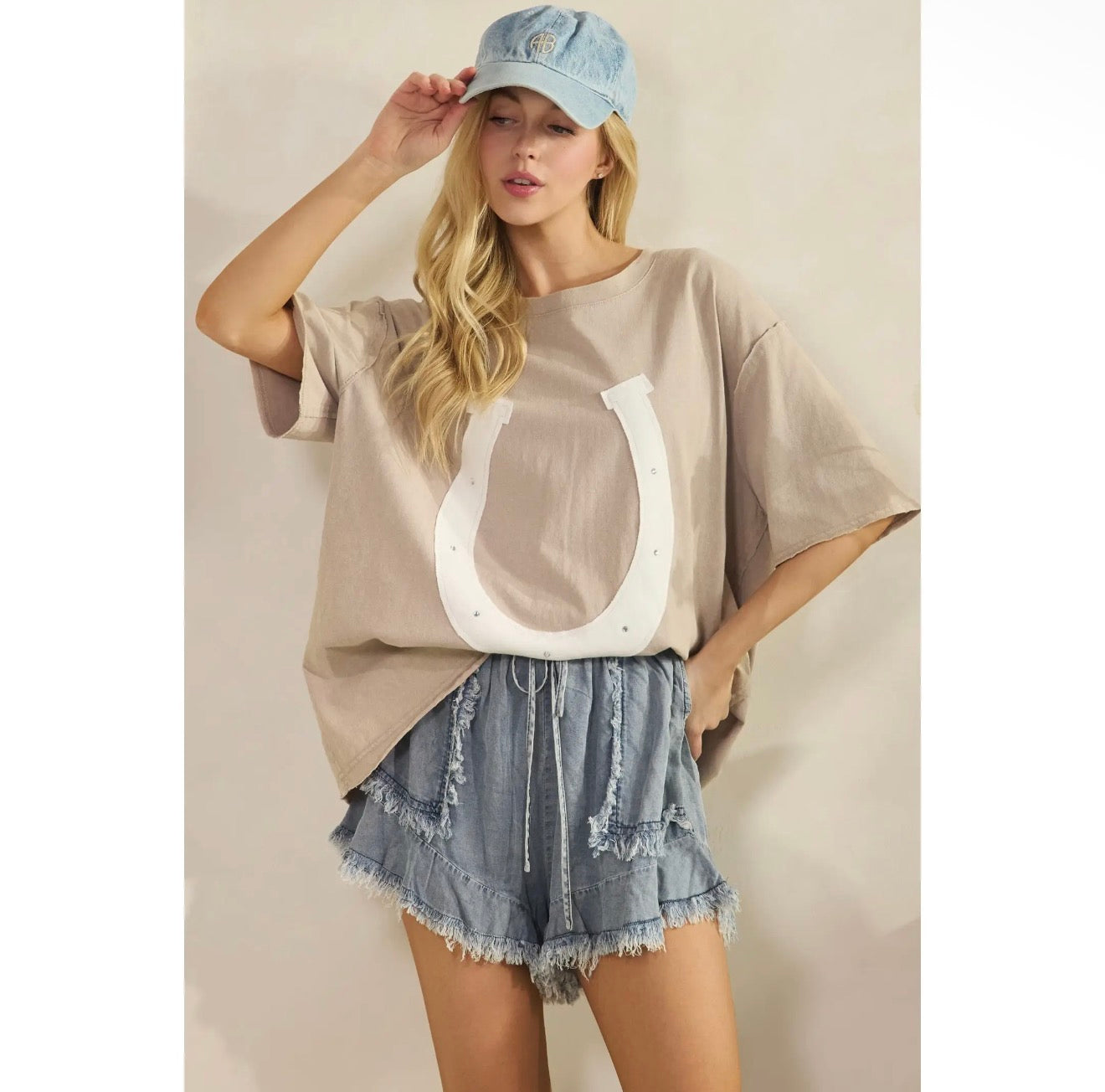 Lucky Charm Horse Bling Oversized Tee ￼