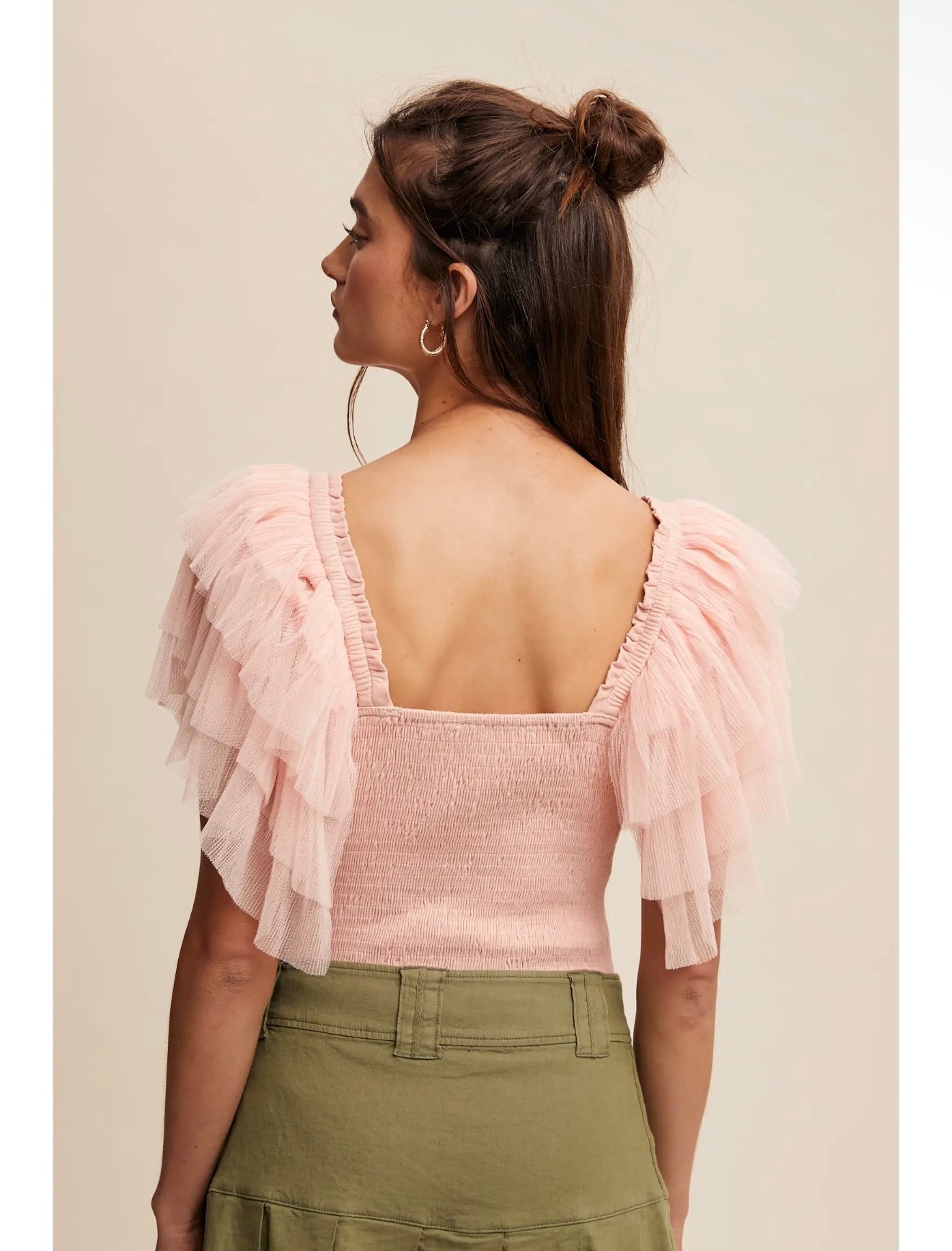 Layered Ruffle Sleeve Smocked Bodysuit