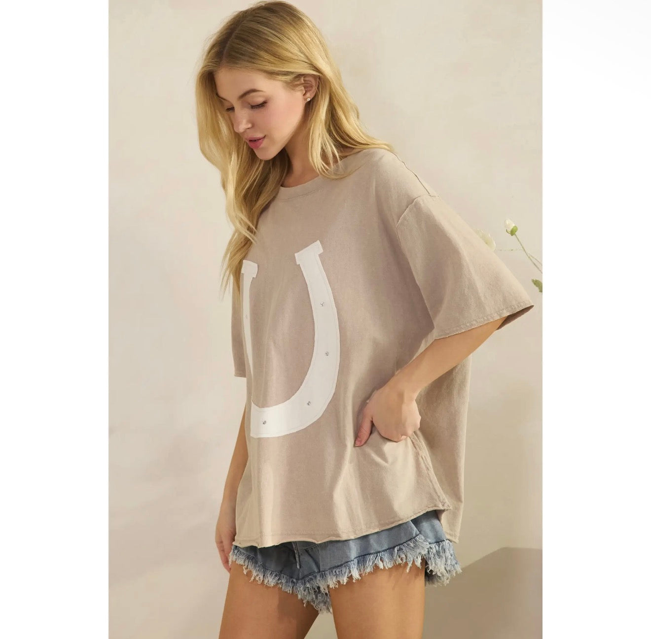 Lucky Charm Horse Bling Oversized Tee ￼