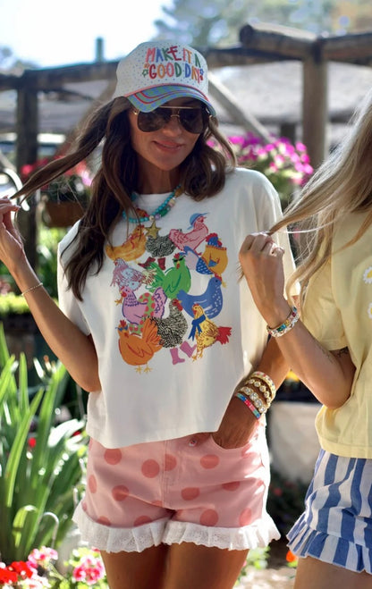 Chicken Collage Crop Tee