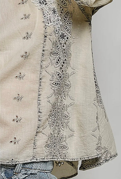 The Vintage Belle Embroidery Eyelet Top