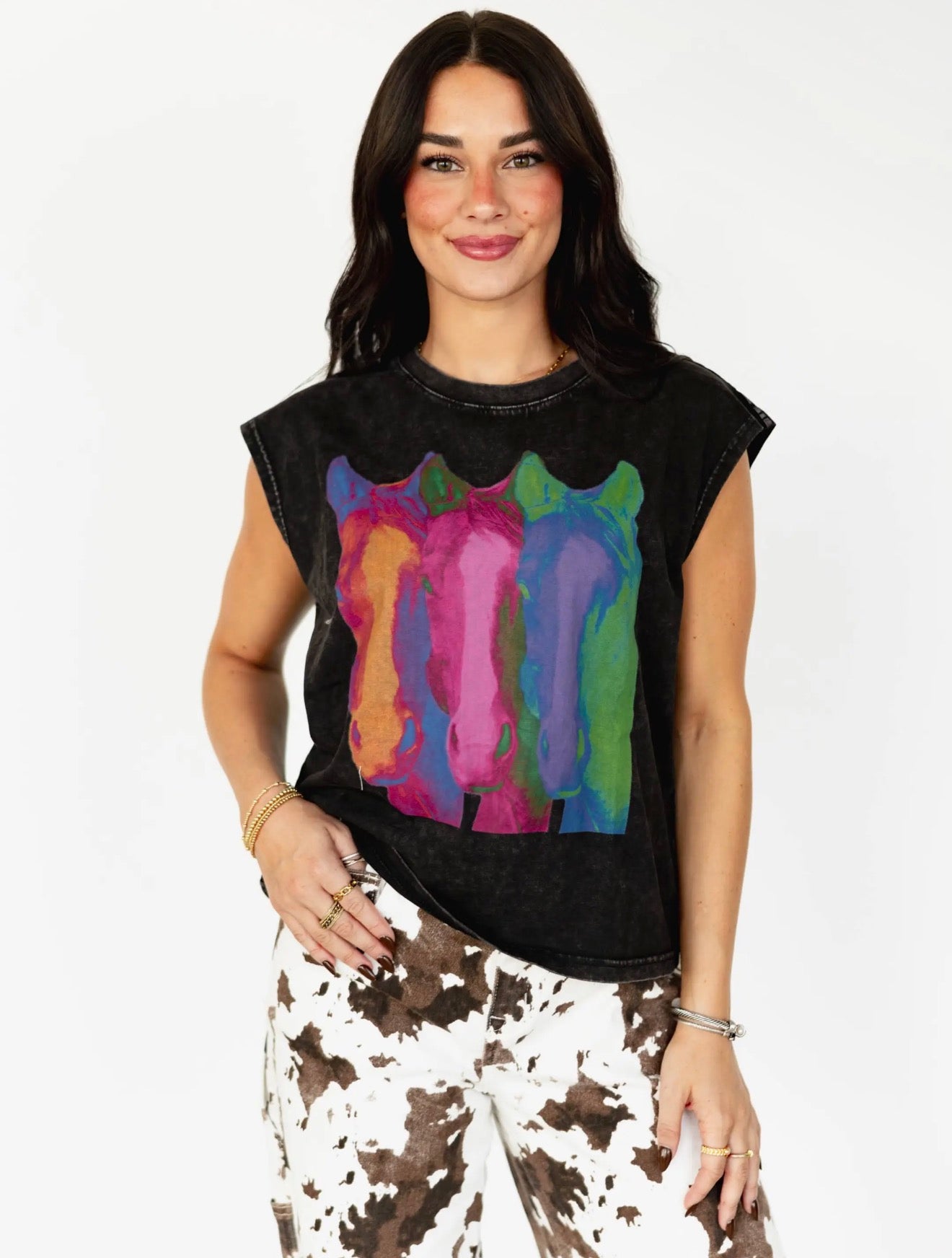Retro Neon Horse Muscle Tee