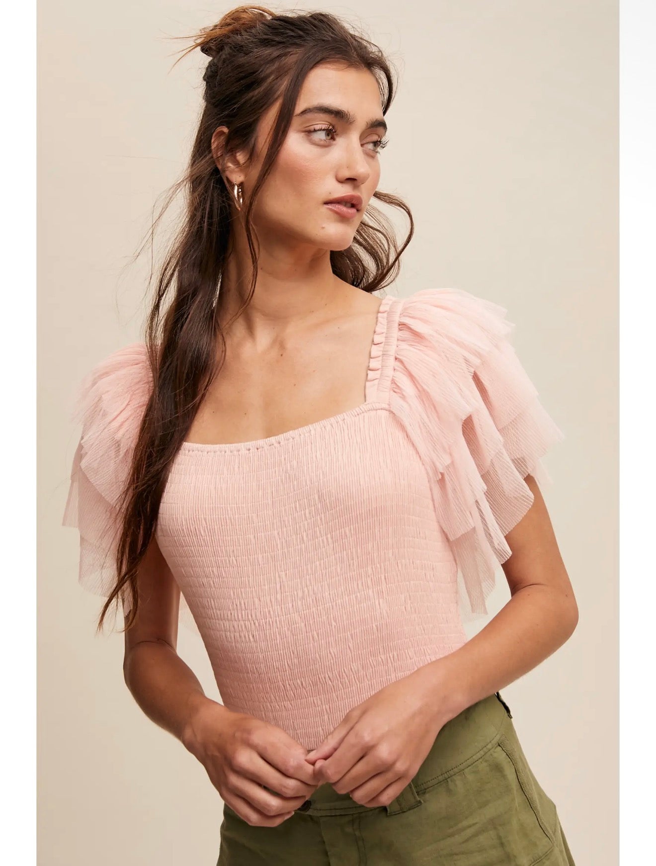 Layered Ruffle Sleeve Smocked Bodysuit