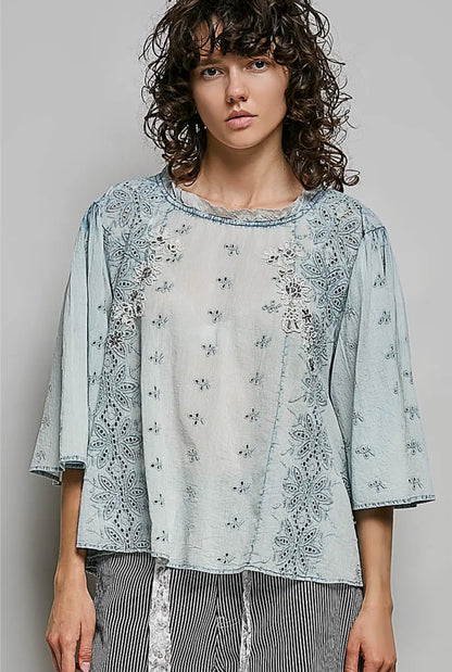 The Vintage Belle Embroidery Eyelet Top