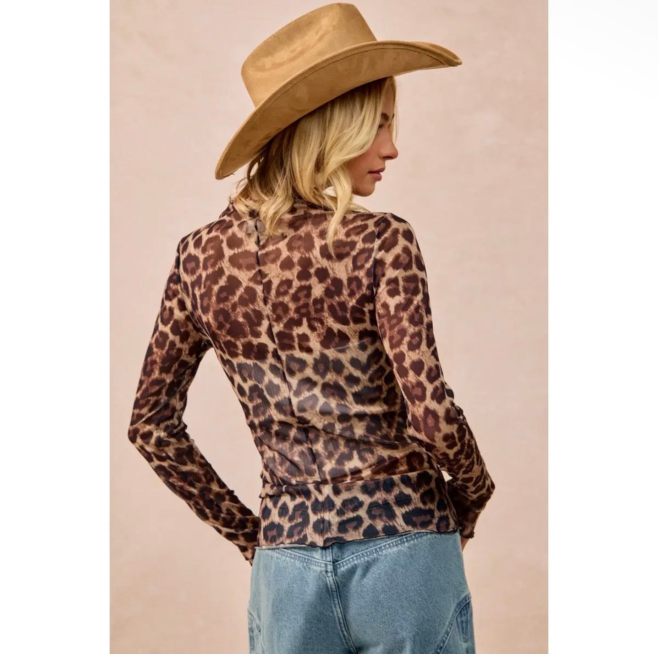 Mesh Leopard Printed Top