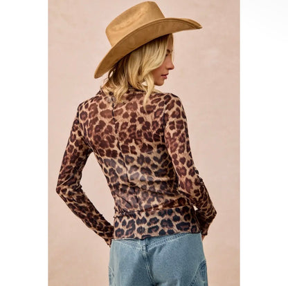 Mesh Leopard Printed Top