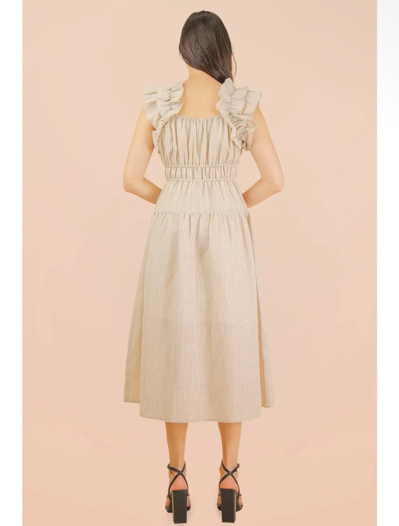 The Easy Latte Striped Midi