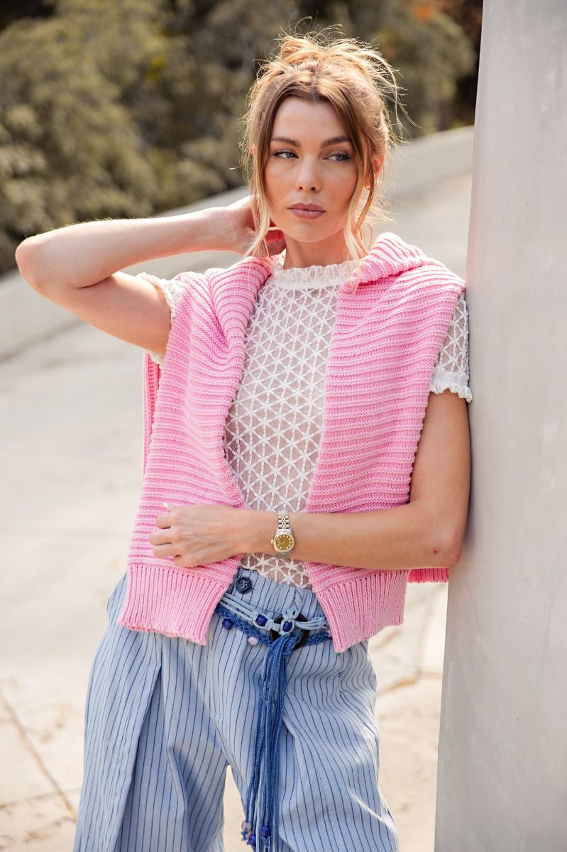 Mock Neck Sheer Mesh Layering Top