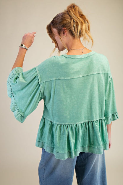 Jennie’s Jade Jam Floral Eyelet Top