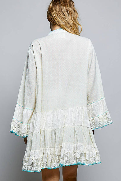 Flowy Beaded Top With Bell Sleeve