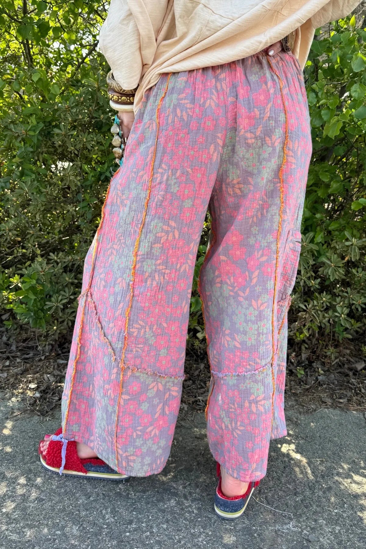 Floral Purple Elastic Harem Pant