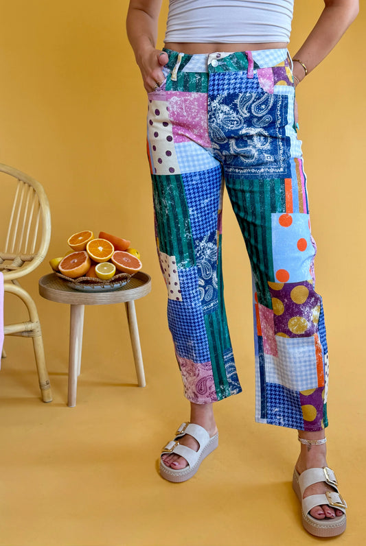 Poppy & Pine Dopamine Print Patchwork Denim Blue