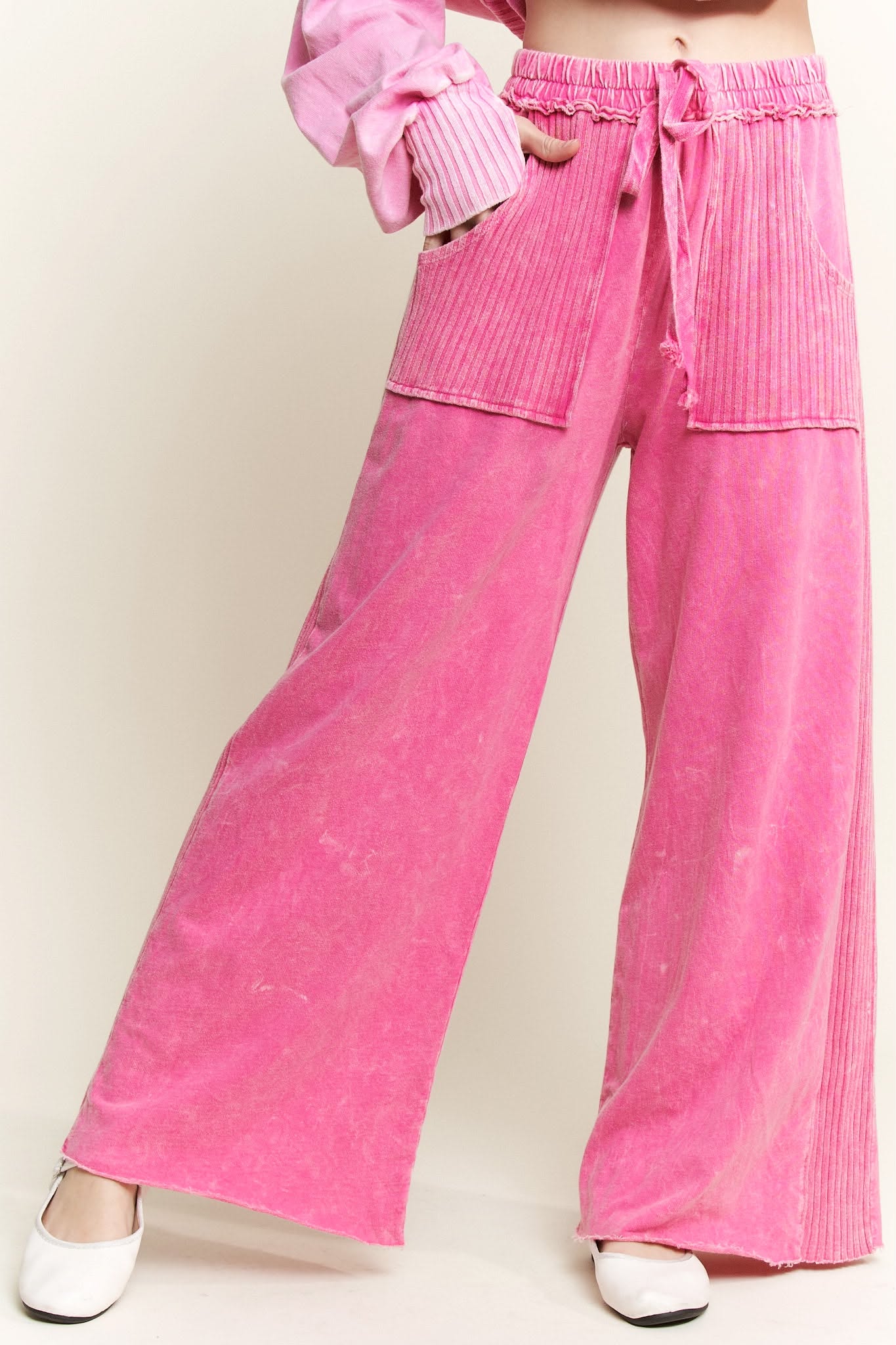 Pretty in Pink Corded Wide-Leg Pant
