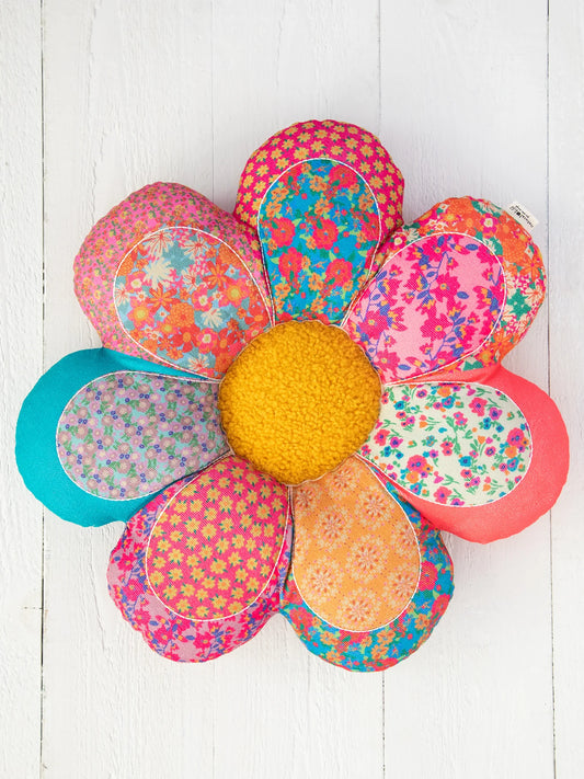 Natural Life Patchwork Daisy Flower Pillow