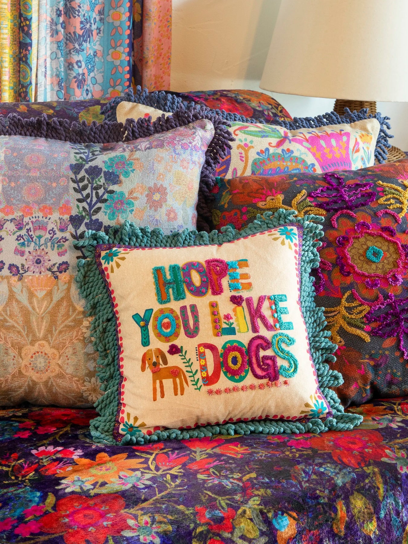 Natural Life Dog Tassel Pillow