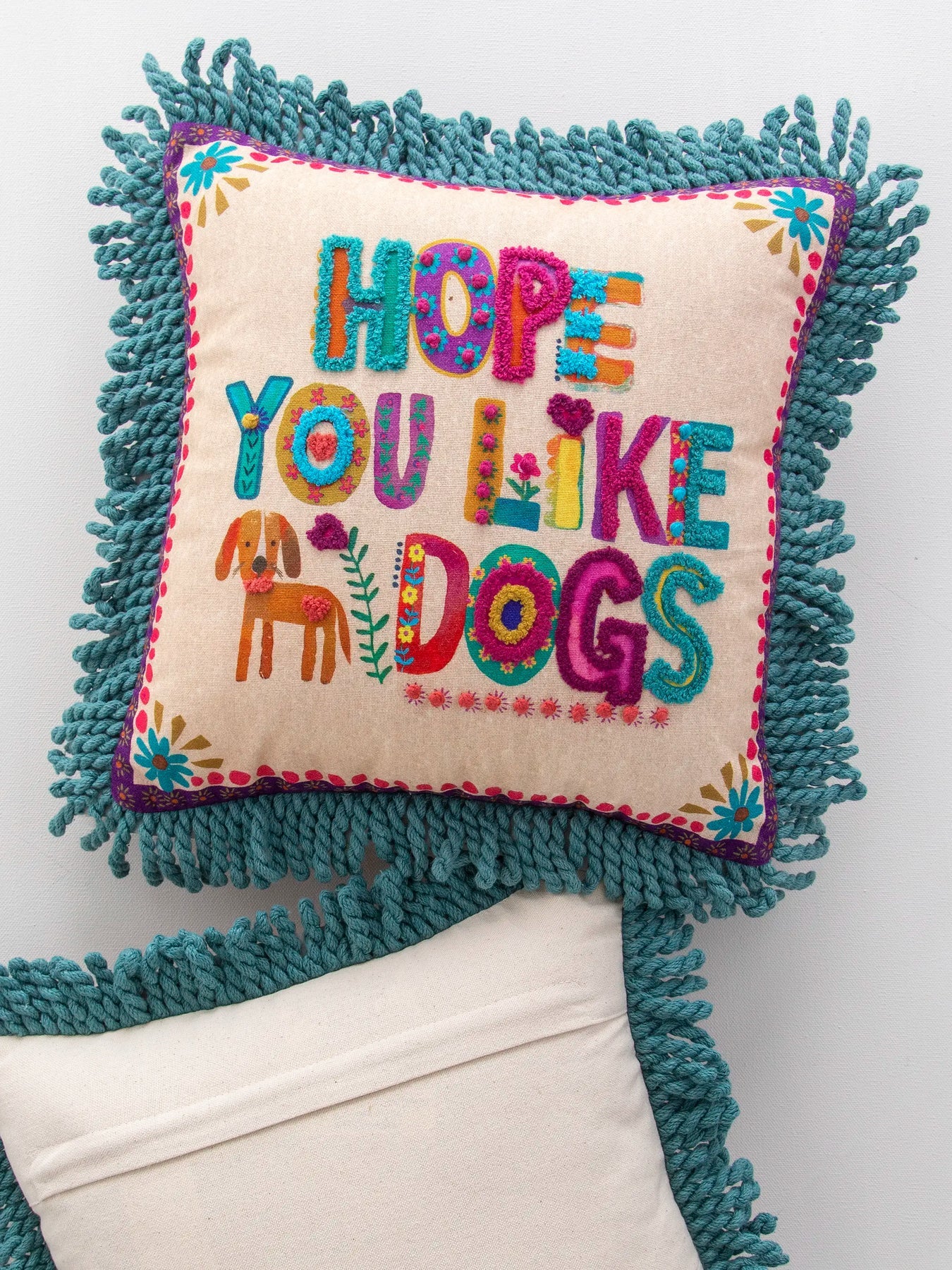 Natural Life Dog Tassel Pillow