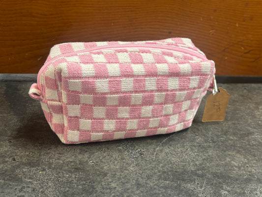 Pink Checked Knit Bag