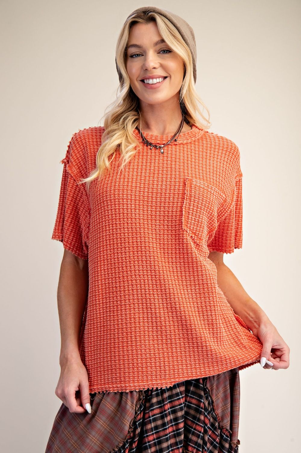 Waffle Knit Basic Tee