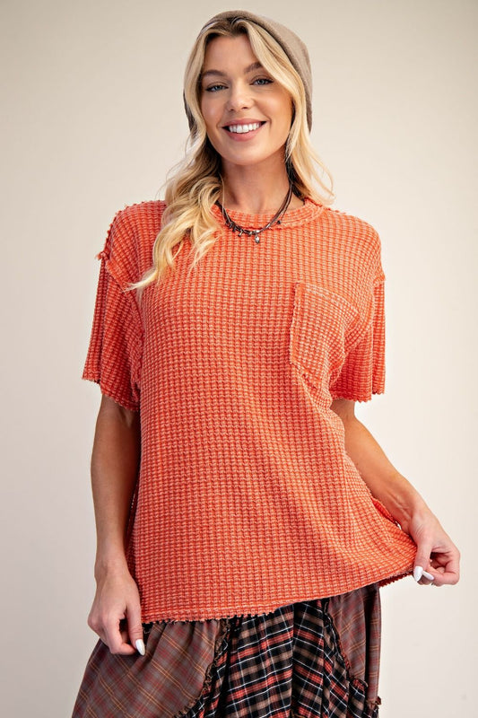 Waffle Knit Basic Tee
