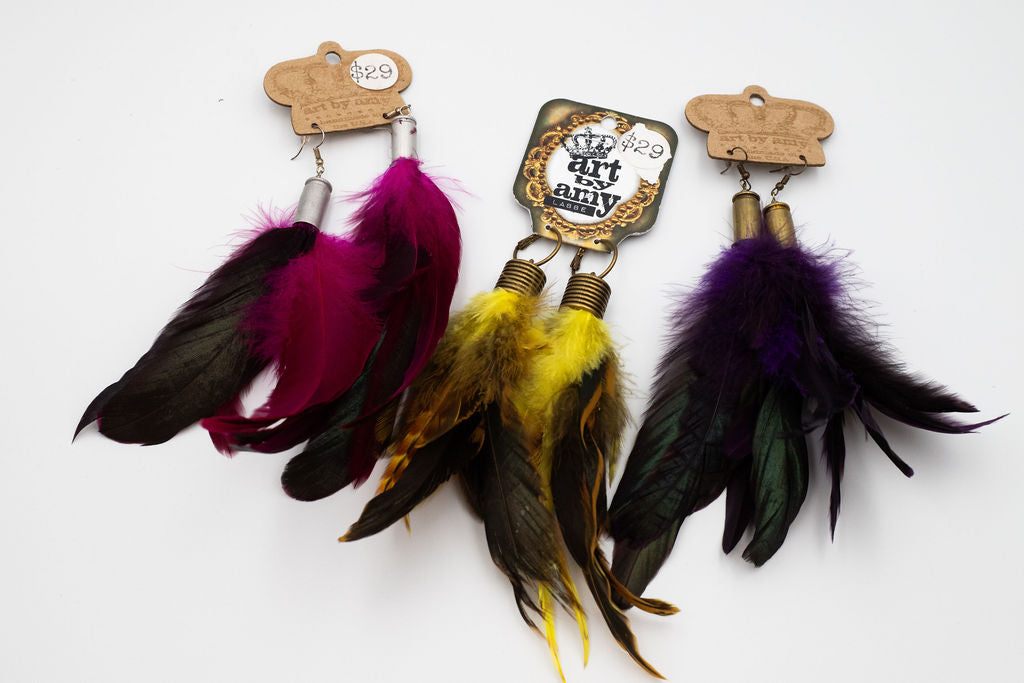 Bullet Shell Feather Earrings