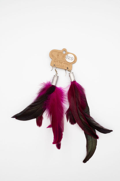 Bullet Shell Feather Earrings