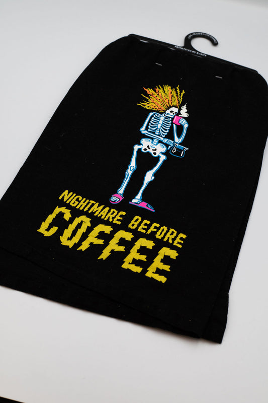 Nightmare Before Coffee Dish Towel