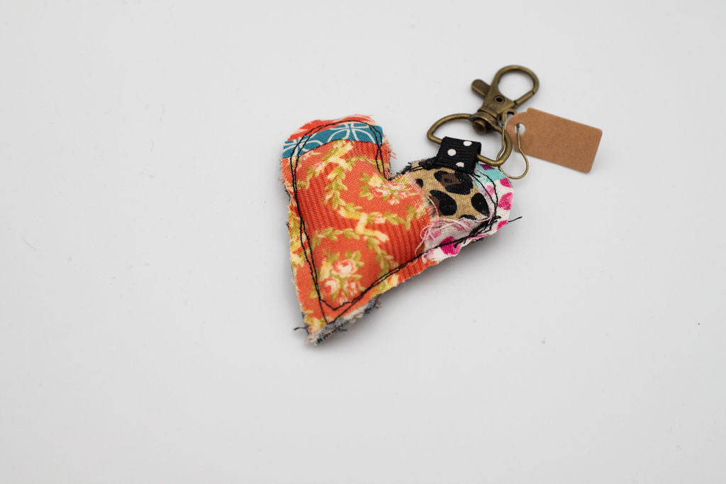 Mini Quilted Heart Keychain