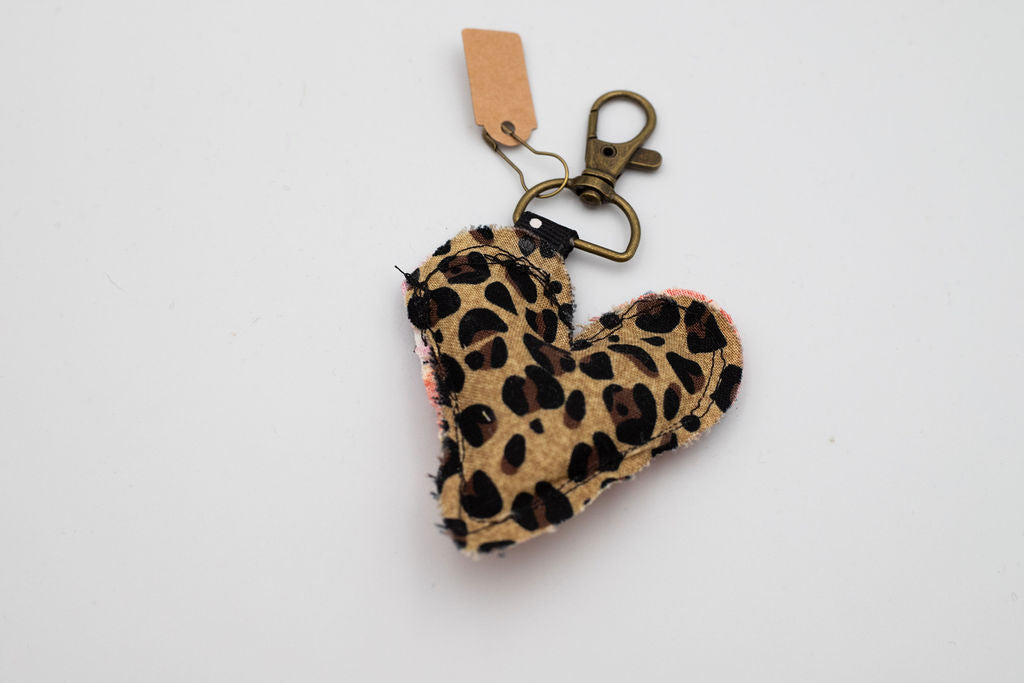 Mini Quilted Heart Keychain