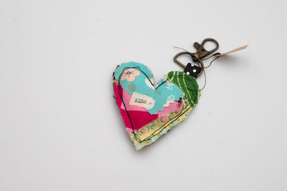 Mini Quilted Heart Keychain
